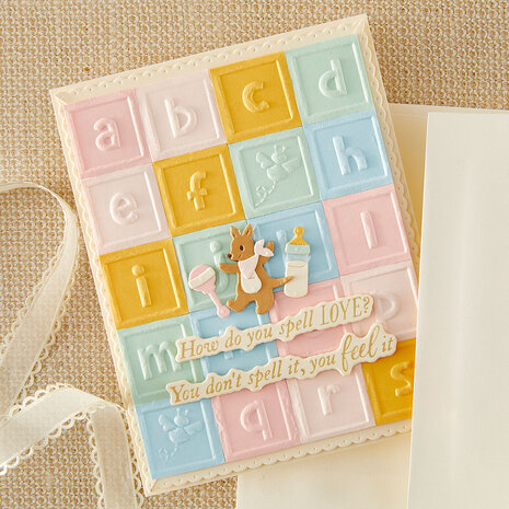Spellbinders Say Cheese Classic Pooh Baby 3D Embossing Folder Classic Pooh Baby Blocks (E3D-164)