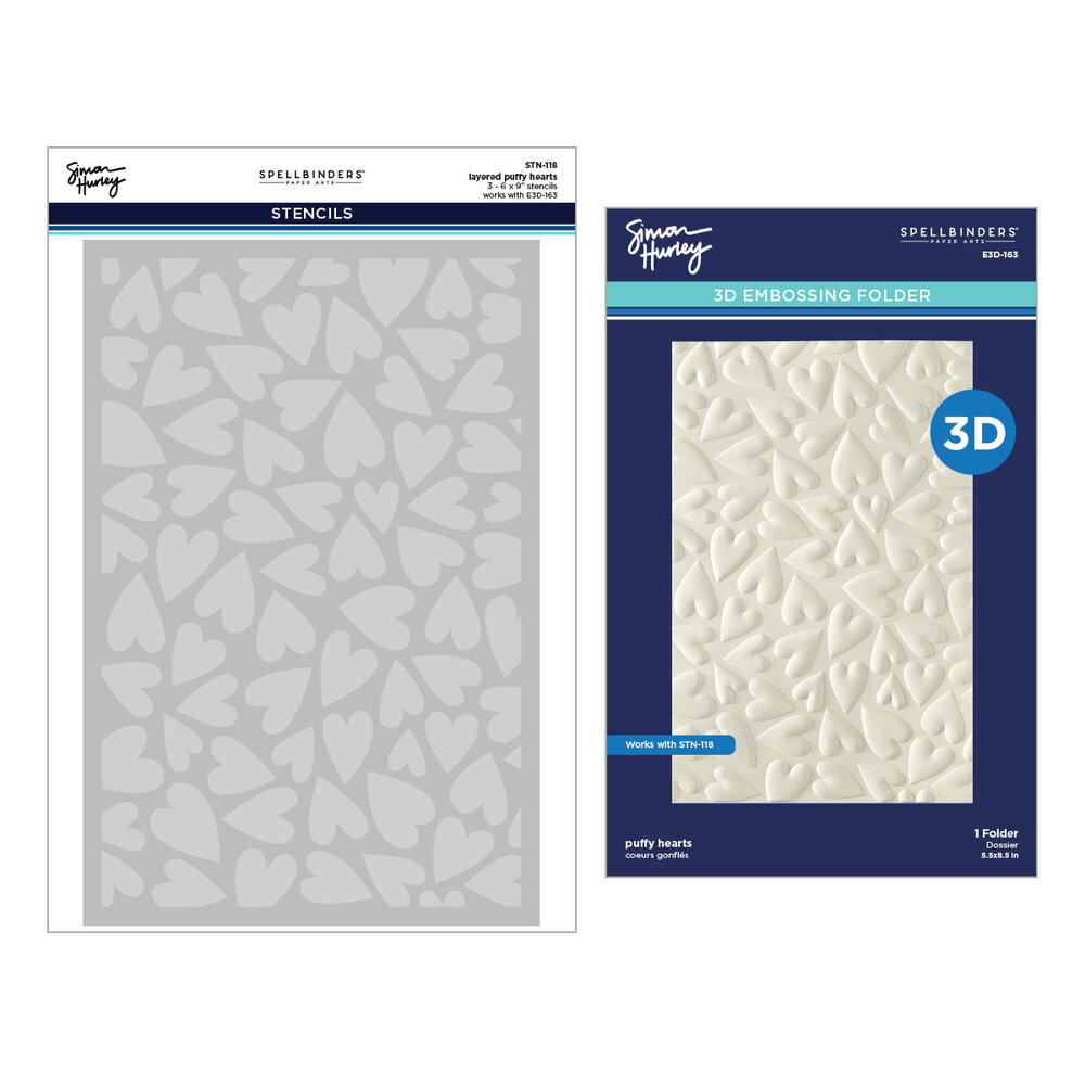 Spellbinders Sending Hugs 3D Folder and Stencil Bundle Puffy Hearts (BD-1018)