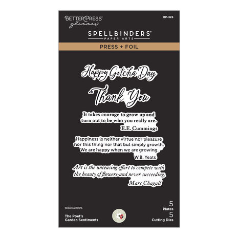 Spellbinders The Poet's Garden Press + Foil Plate & Die Set Sentiments (BP-325)
