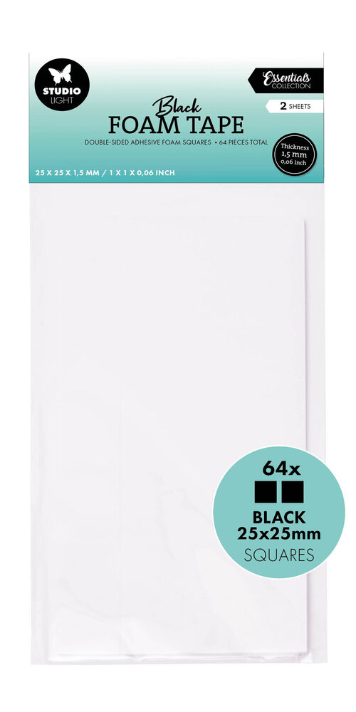 Studio Light Foam Tape Doublesided Squares Black 25x25mm (64pcs) (SL-ES-FOAMT108)