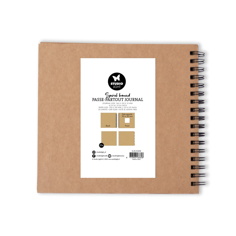 Studio Light Spiral Bound Passe-Partout Journal 15x15cm Kraft (SL-ES-JOUR28)