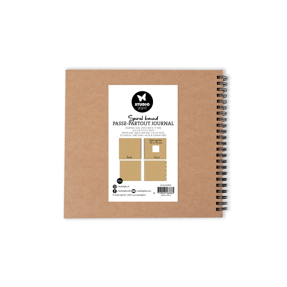 Studio Light Spiral Bound Passe-Partout Journal 8x8 Inch Kraft (SL-ES-JOUR29) Studio Light Spiral Bound Passe-Partout Journal 8x8 Inch Kraft (SL-ES-JOUR29)