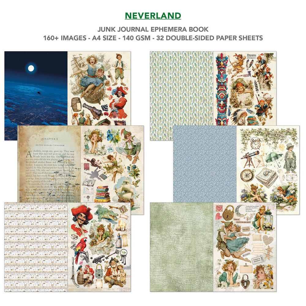 Ciao Bella Neverland A4 Junk Journal Ephemera Book (32pcs) (CBB021)