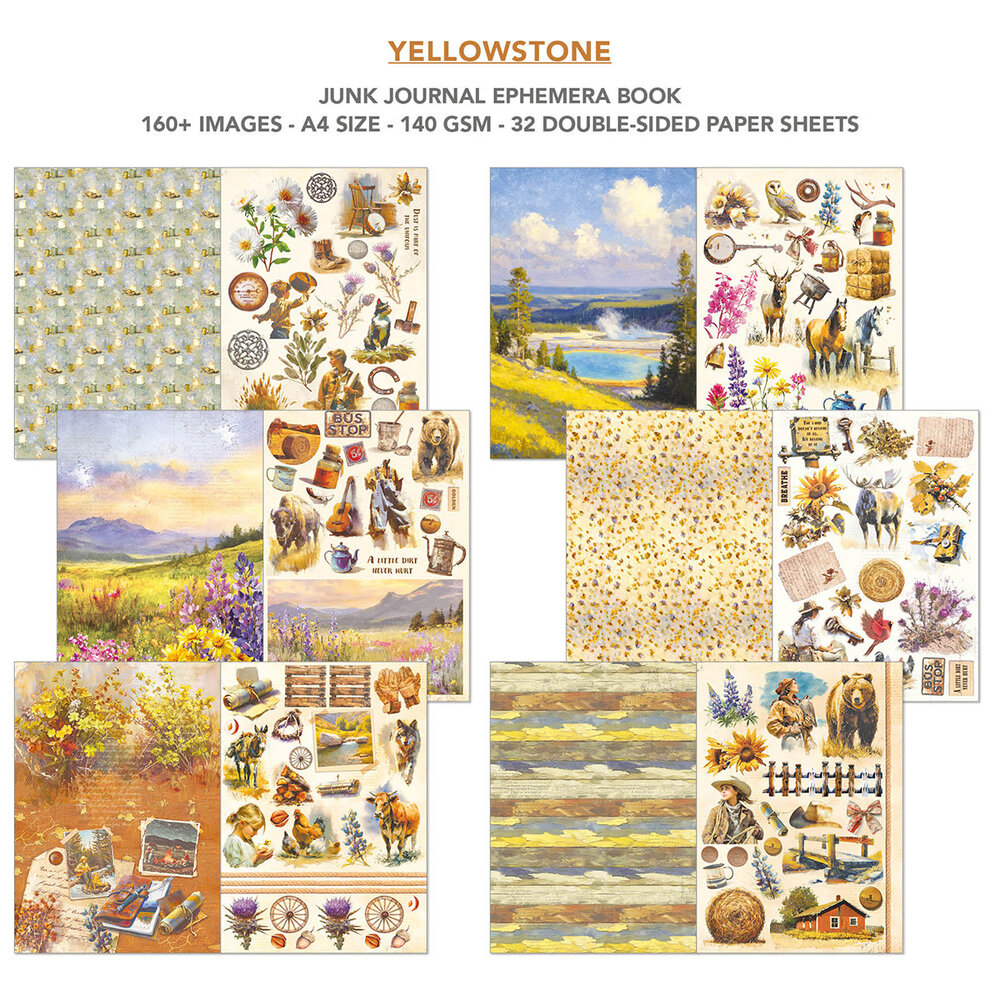 Ciao Bella Yellowstone A4 Junk Journal Ephemera Book (32pcs) (CBB022) Ciao Bella Yellowstone A4 Junk Journal Ephemera Book (32pcs) (CBB022)