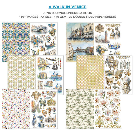 Ciao Bella A Walk in Venice A4 Junk Journal Ephemera Book (32pcs) (CBB023)