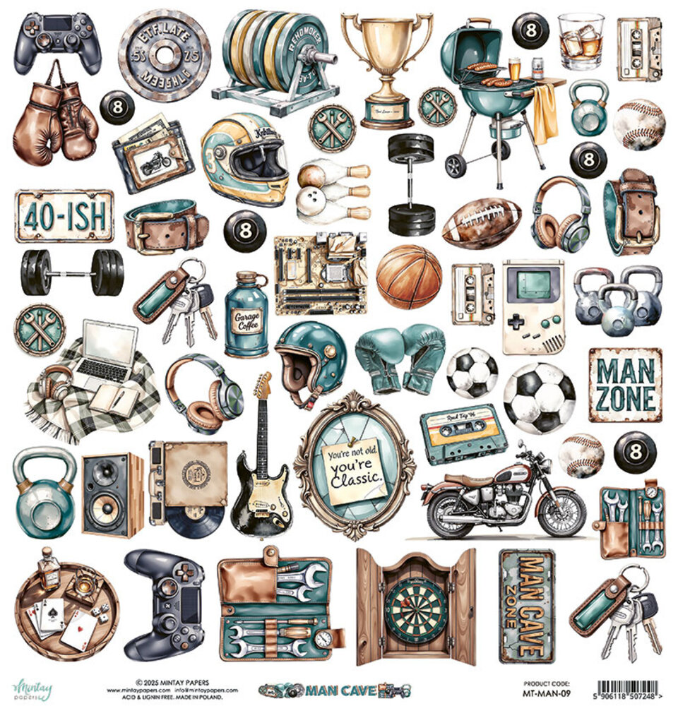 Mintay Man Cave 12x12 Inch Paper Elements (MT-MAN-09)