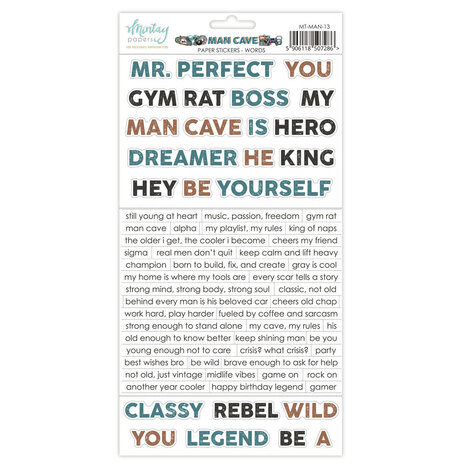 Mintay Man Cave 6x12 Inch Paper Stickers Words (MT-MAN-13)