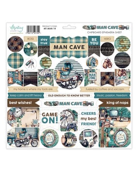 Mintay Man Cave 12x12 Inch Chipboard Ephemera Sheet (MT-MAN-14)
