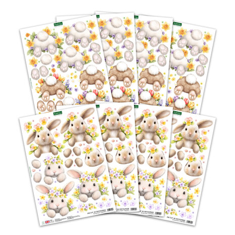 Katy Sue Designs Bunny Kisses & Fluffy Tails 3D Die-Cut Decoupage (8pcs) (11-DCD745)