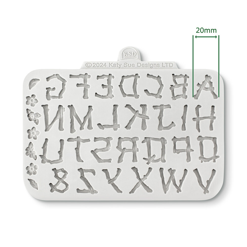 Katy Sue Designs Cosmic Shimmer Silicone Mould Twig Alphabet (DM0070-CS)