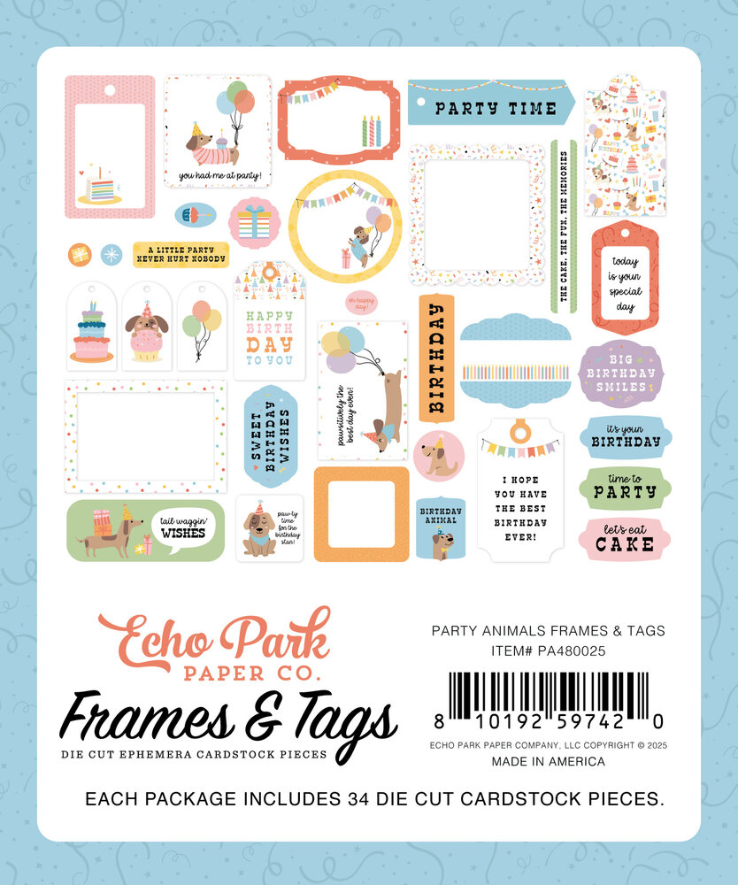 Echo Park Party Animal Frames & Tags (PA480025) Echo Park Party Animal Frames & Tags (PA480025)