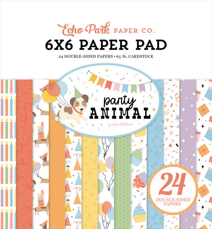 Echo Park Party Animal 6x6 Inch Paper Pad (PA480023) Echo Park Party Animal 6x6 Inch Paper Pad (PA480023)