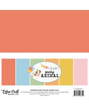 Echo Park Party Animal 12x12 Inch Coordination Solids Paper Pack (PA480015)