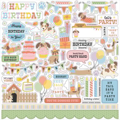 Echo Park Party Animal 12x12 Inch Element Sticker (PA480014)
