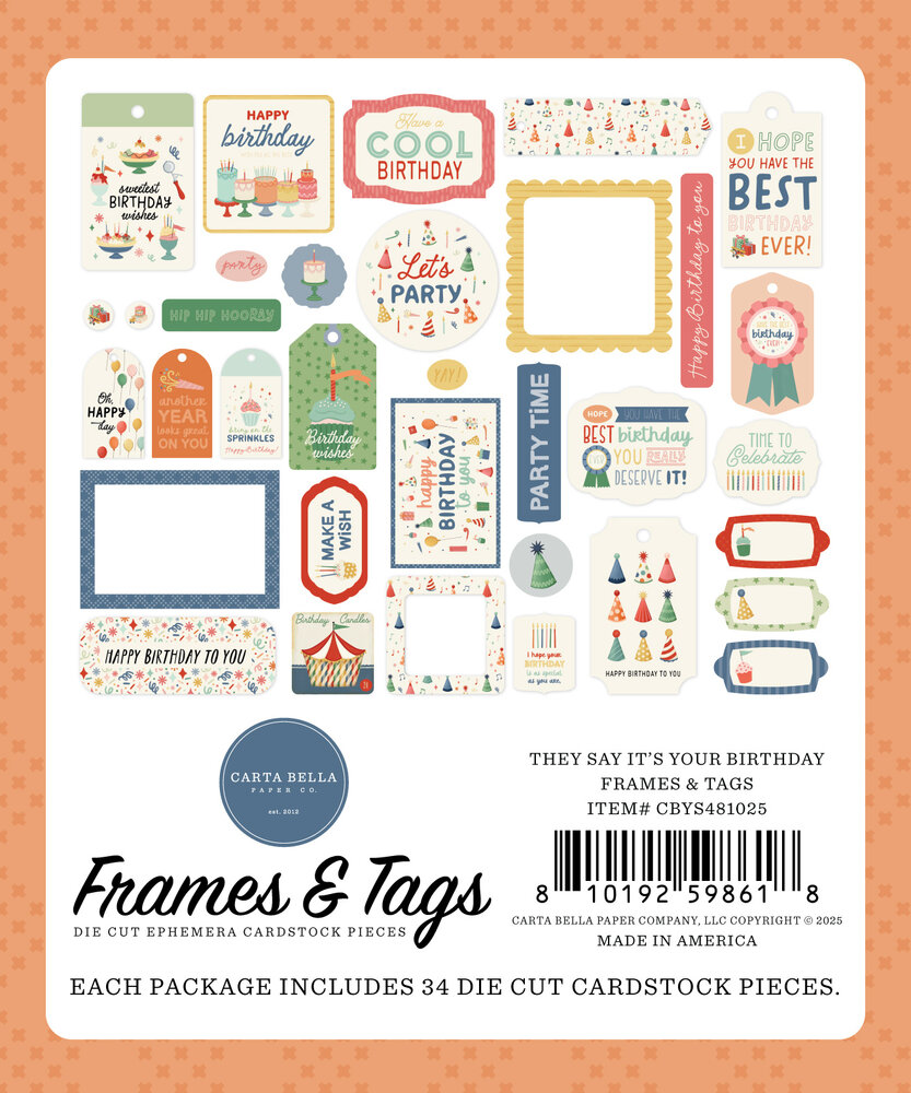 Carta Bella They Say It's Your Birthday Frames & Tags (CBYS481025) Carta Bella They Say It's Your Birthday Frames & Tags (CBYS481025)