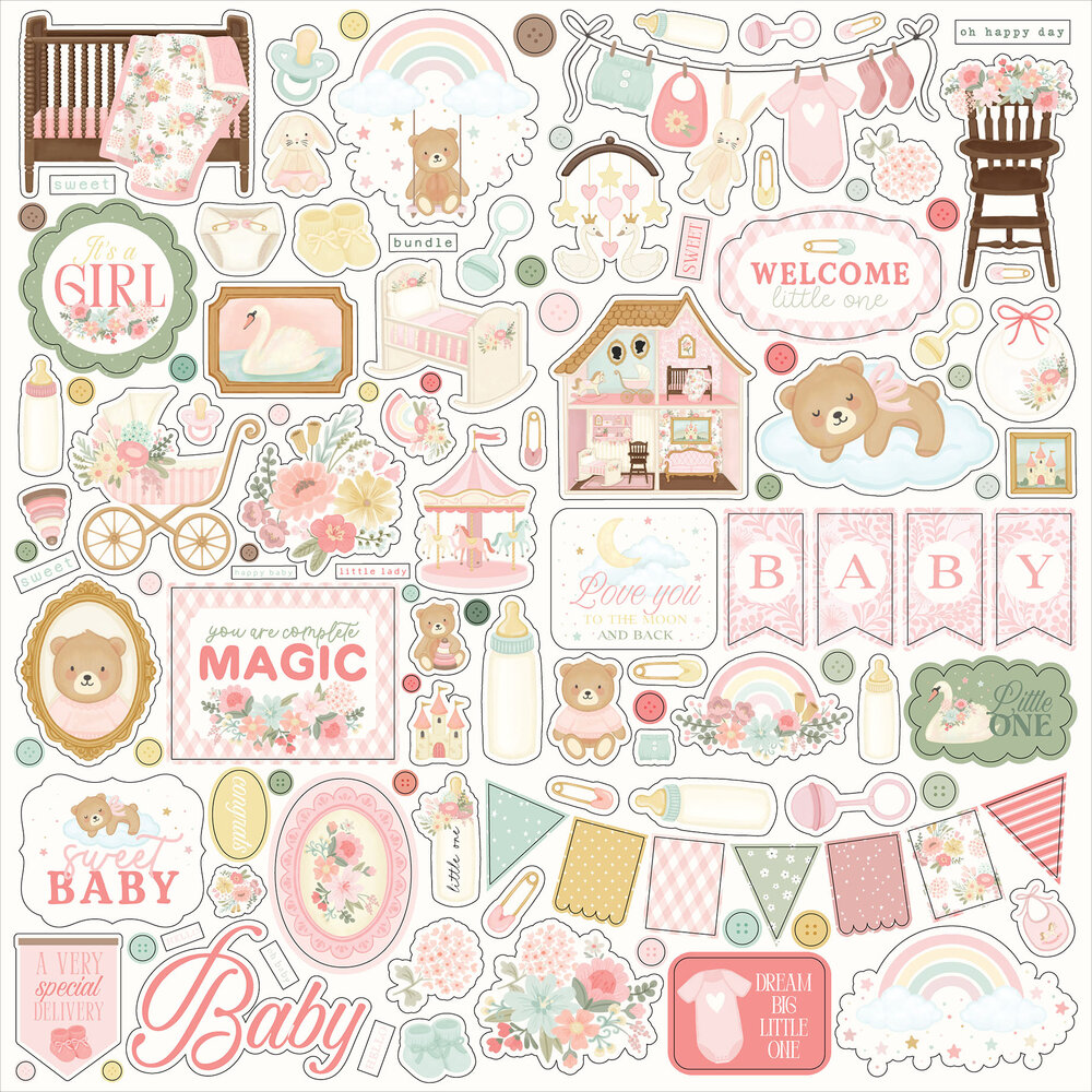 Carta Bella Little Lullabies Baby Girl 12x12 Inch Collection Kit (CBLUG486016)