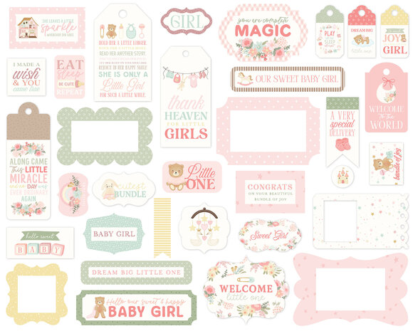 Carta Bella Little Lullabies Baby Girl Frames & Tags (CBLUG486025) Carta Bella Little Lullabies Baby Girl Frames & Tags (CBLUG486025)