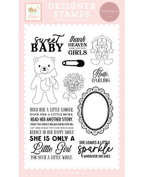 Carta Bella Little Lullabies Baby Girl Stamps Darling Bear (CBLUG486043)