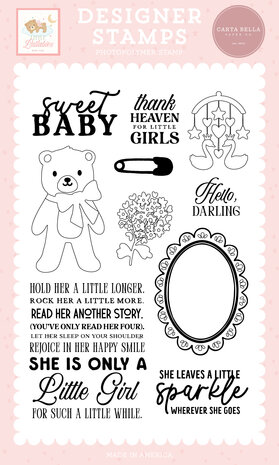 Carta Bella Little Lullabies Baby Girl Stamps Darling Bear (CBLUG486043)