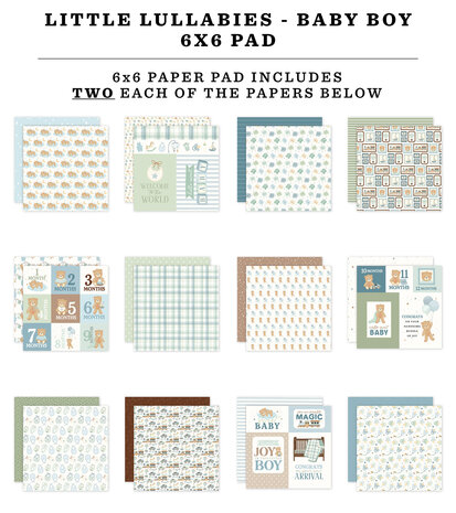 Carta Bella Little Lullabies Baby Boy 6x6 Inch Paper Pad (CBLUB485023)