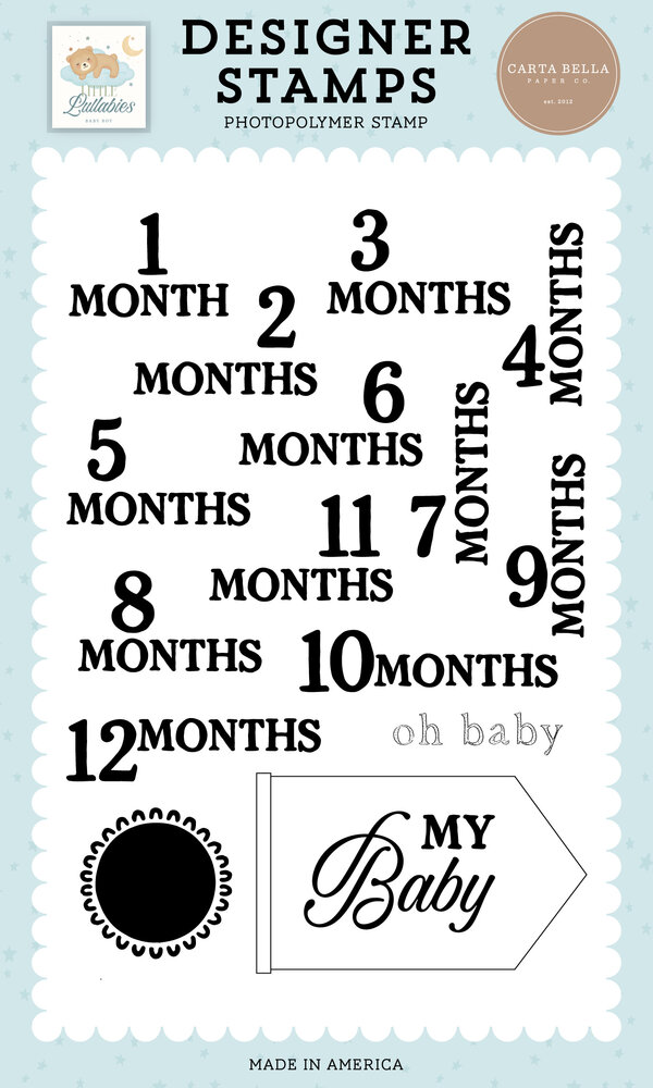 Carta Bella Little Lullabies Baby Boy Stamps Oh Baby Months (CBLUB485045)
