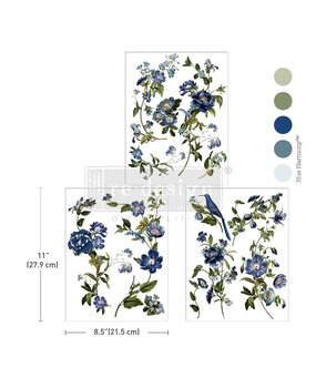 Re-Design with Prima Blue Nest Blooms 8,5x11 Inch Middy Transfers (3pcs) (681913)