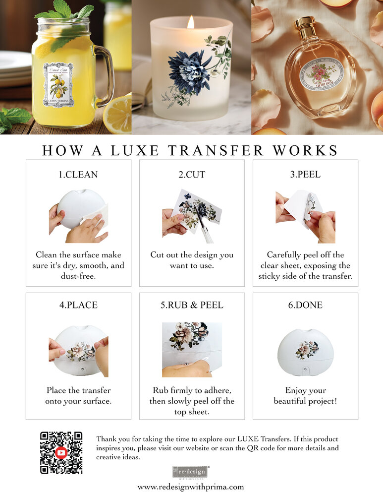 Re-Design with Prima Whispers Of Indigo 3,25x11,5 Inch Luxe Transfers (2pcs) (680428)