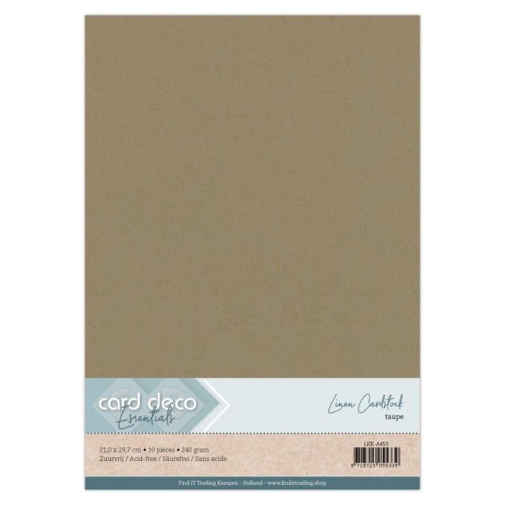 Card Deco Linen Cardstock A4 Taupe (10pcs) (LKK-A453)