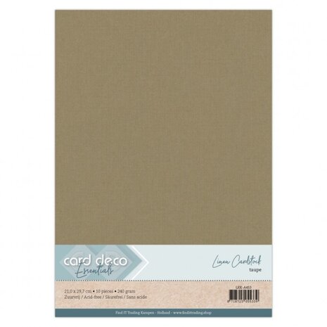 Card Deco Linen Cardstock A4 Taupe (10pcs) (LKK-A453)