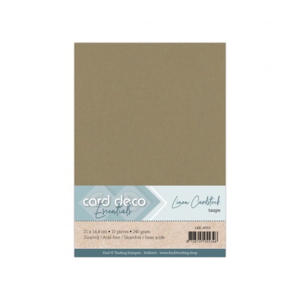 Card Deco Linen Cardstock A5 Taupe (10pcs) (LKK-A553)