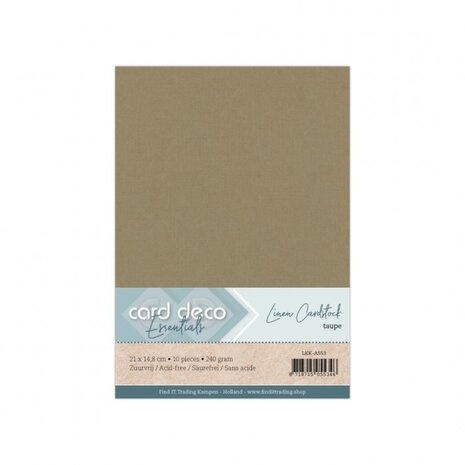 Card Deco Linen Cardstock A5 Taupe (10pcs) (LKK-A553)
