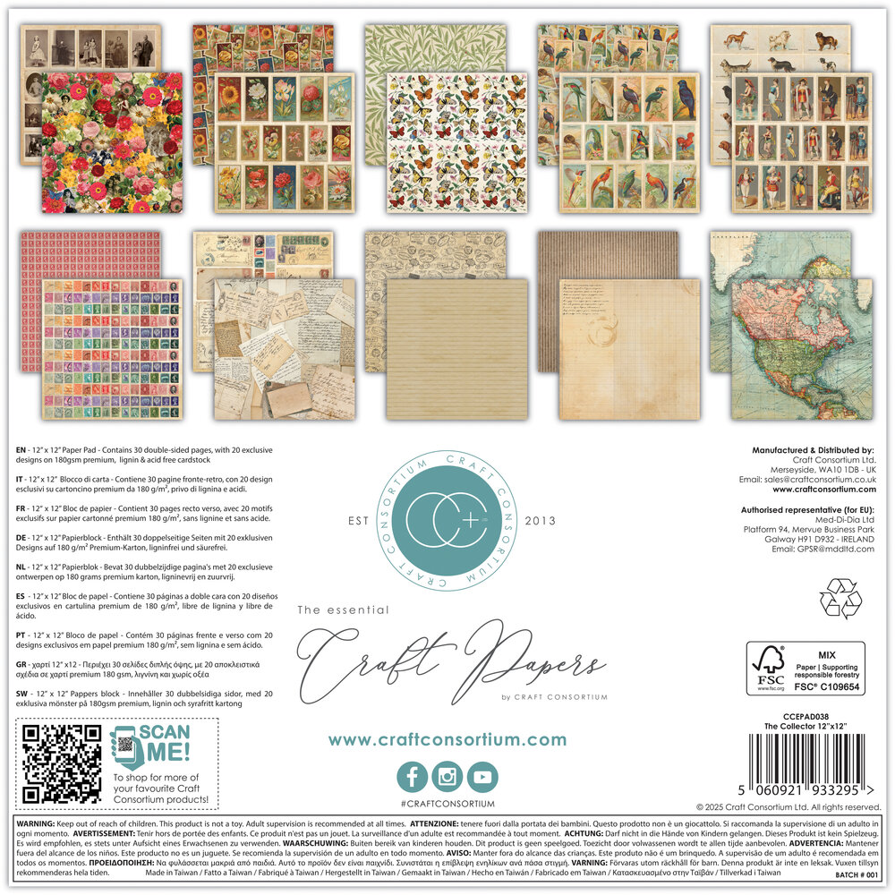 Craft Consortium The Collector 12x12 Inch Premium Paper Pad (CCEPAD038)