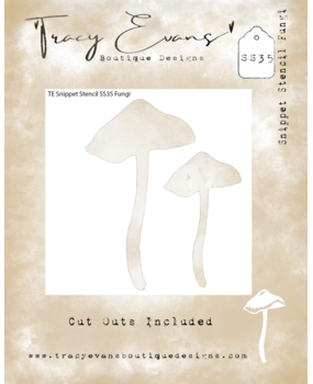 Tracy Evans Fungi 4x4 Inch Snippet Stencil (SS035)