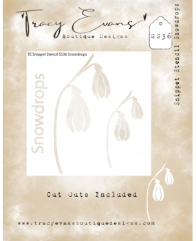 Tracy Evans Snowdrops 4x4 Inch Snippet Stencil (SS036)