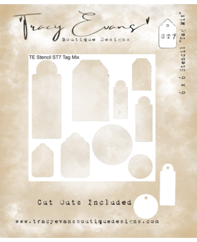 Tracy Evans Tag Mix 6x6 Inch Stencil (ST007)