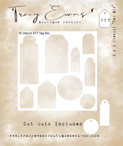 Tracy Evans Tag Mix 6x6 Inch Stencil (ST007)