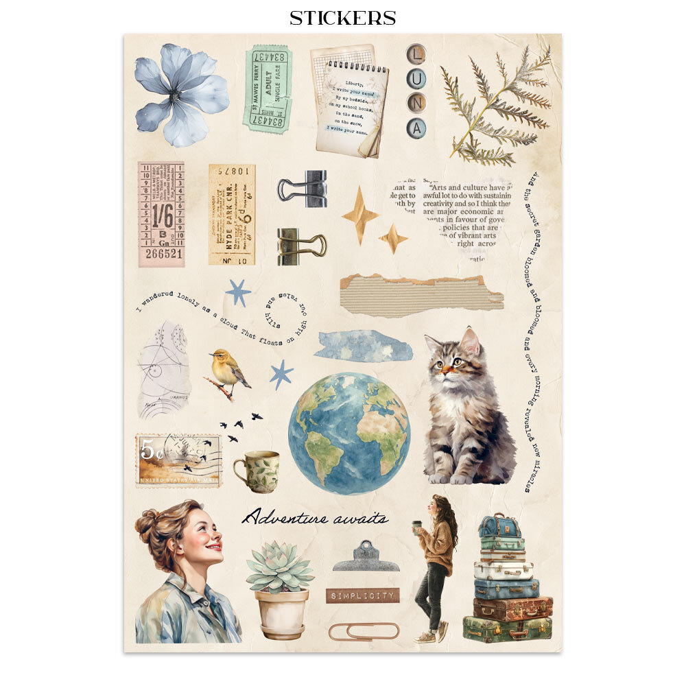 Stamperia Secret Diary Junk Journal Stickers, Backgrounds, Cut-Outs (SBJK15)