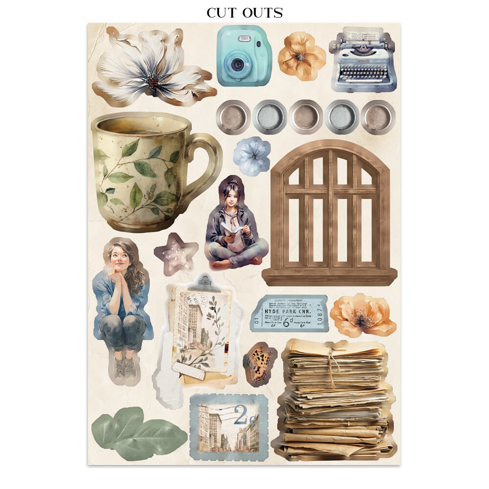 Stamperia Secret Diary Junk Journal Stickers, Backgrounds, Cut-Outs (SBJK15)