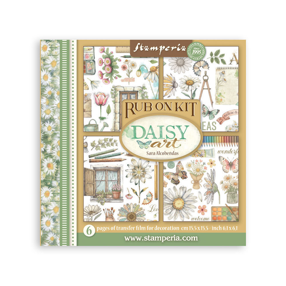 Stamperia Daisy Art Rub-On 15,5x15,5cm Assortment (6pcs) (DFLRBX08)