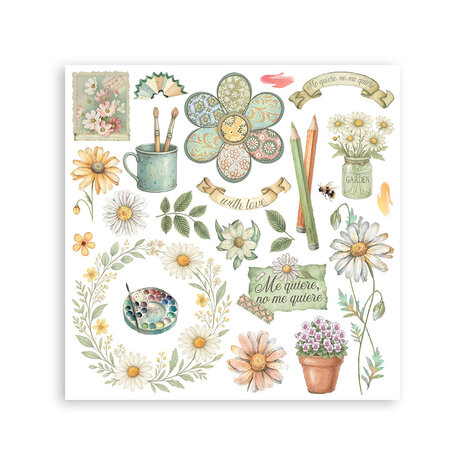 Stamperia Daisy Art Rub-On 15,5x15,5cm Assortment (6pcs) (DFLRBX08)