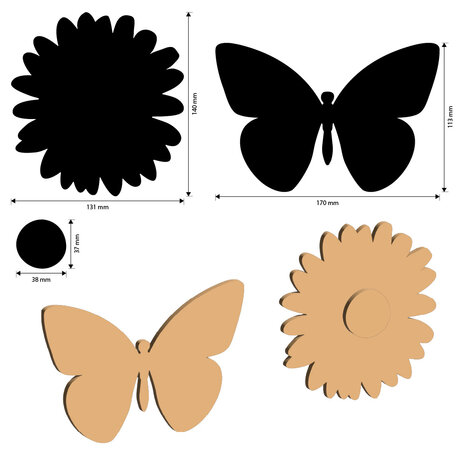 Stamperia Daisy Art MDF Crafty Shapes Blank Daisy and Butterfly (KLSM79)