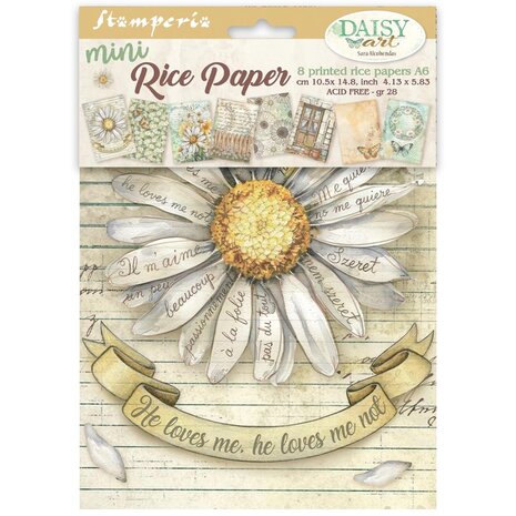 Stamperia Daisy Art A6 Mini Rice Paper (8pcs) (DFSA6X04)