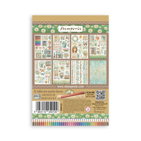 Stamperia Daisy Art A5 Washi Pad (8pcs) (SBW30)