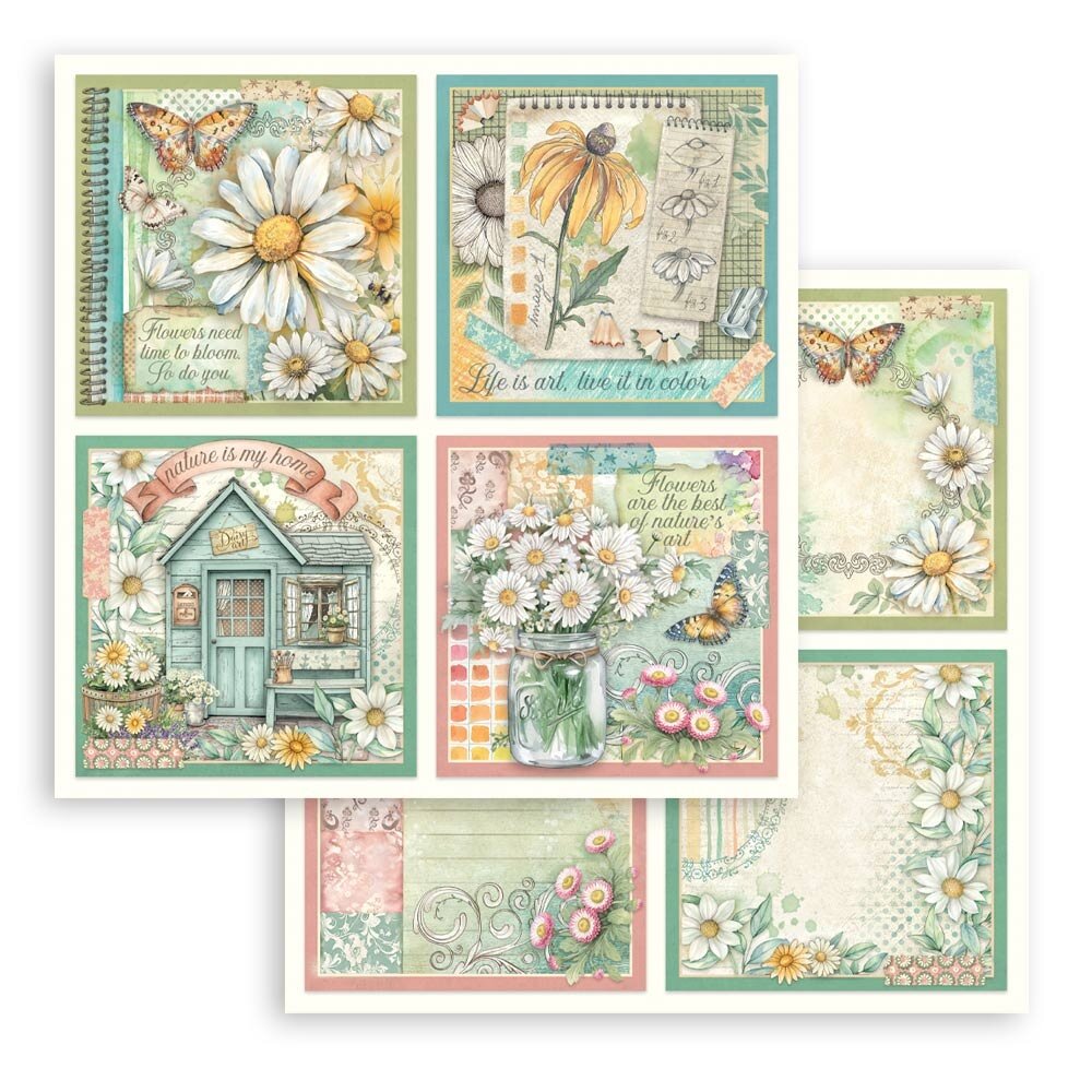 Stamperia Daisy Art 12x12 Inch Paper Sheet 4 Cards (10pcs) (SBB1130)