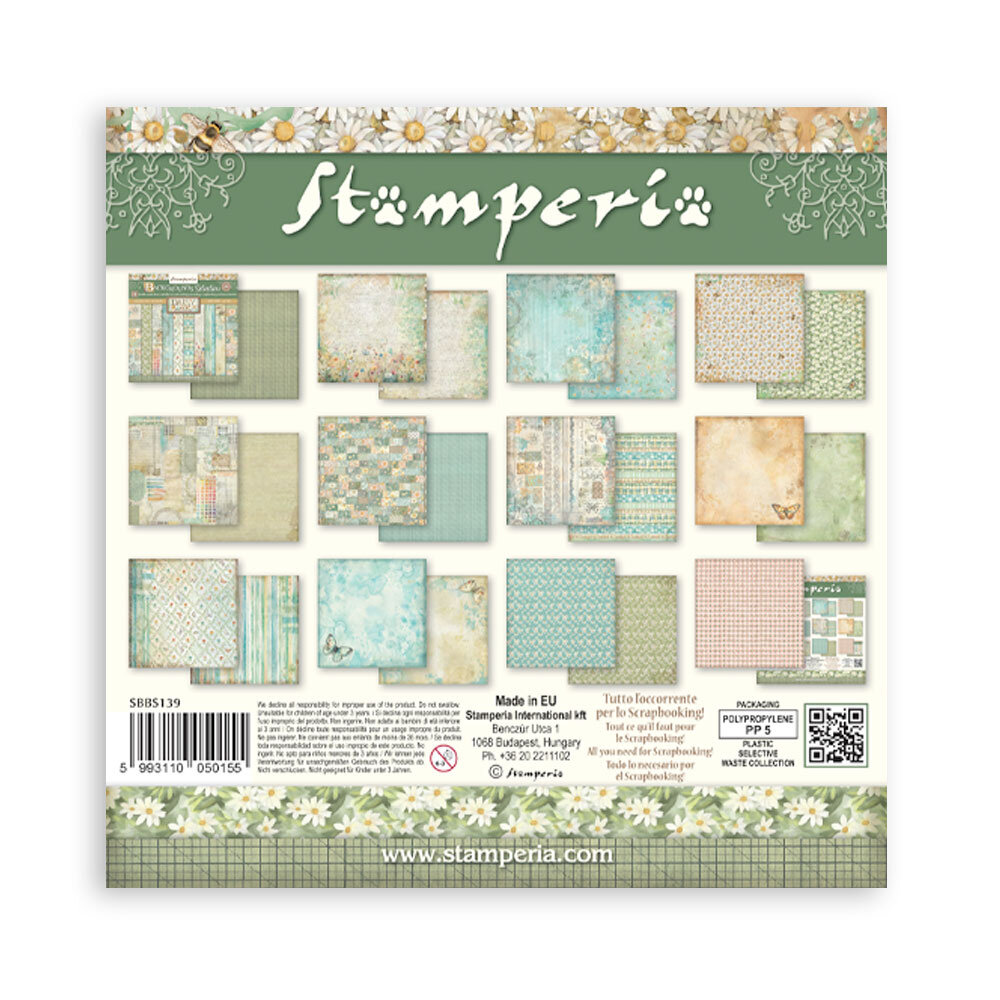 Stamperia Daisy Art 8x8 Inch Paper Pack Maxi Background Selection (SBBS139)