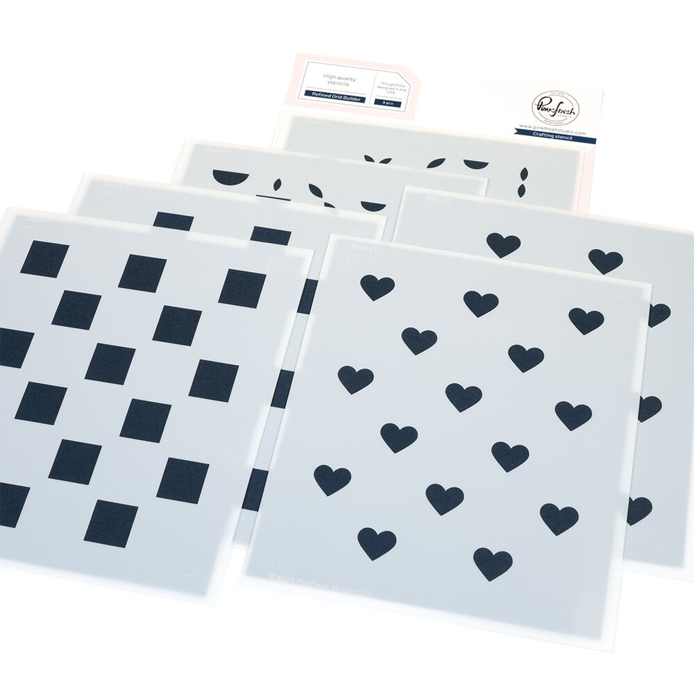 Pinkfresh Studio Artful Foundations Builder Stencil Refined Grid (309325)