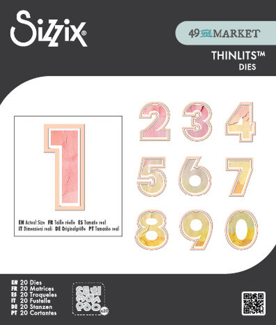 Sizzix Thinlits Die by 49 and Market This or That 2 Inch Numbers (20pcs) (666952)