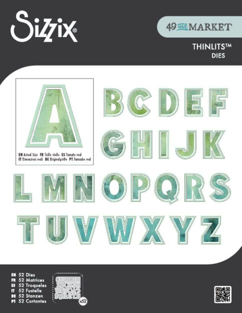 Sizzix Thinlits Die by 49 and Market This or That 2 Inch Alphabet (52pcs) (666951)