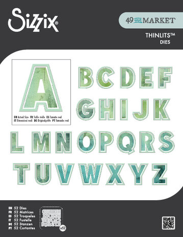 Sizzix Thinlits Die by 49 and Market This or That 2 Inch Alphabet (52pcs) (666951)