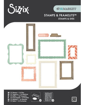 Sizzix Clear Stamps w/Framelits Die by 49 & Markets Build-A-Frame (15+14pcs) (667056)